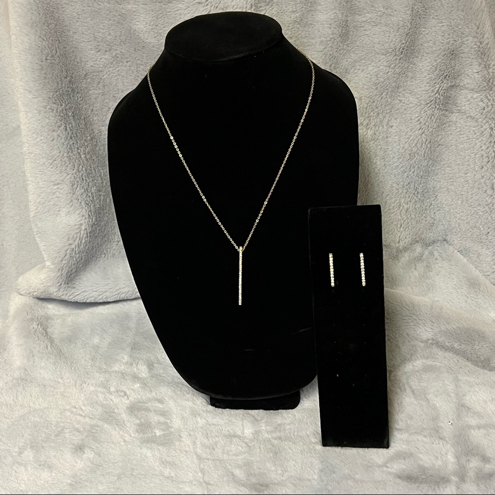 Gold and crystal necklace and earring set